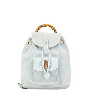 Gucci Bamboo Backpack blue suede leather